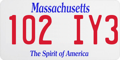 MA license plate 102IY3