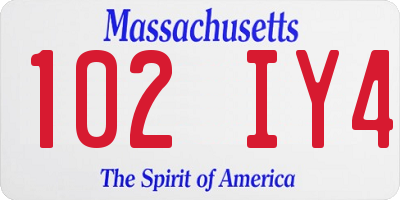 MA license plate 102IY4
