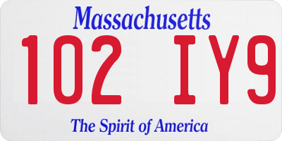 MA license plate 102IY9