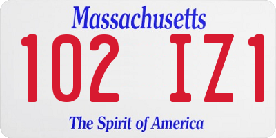 MA license plate 102IZ1