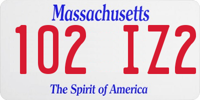 MA license plate 102IZ2