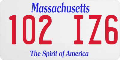 MA license plate 102IZ6