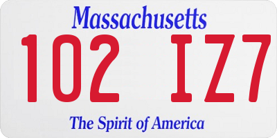 MA license plate 102IZ7