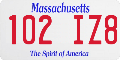 MA license plate 102IZ8