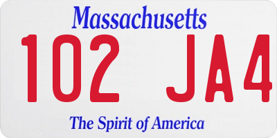 MA license plate 102JA4