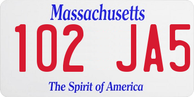 MA license plate 102JA5