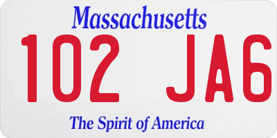MA license plate 102JA6