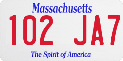 MA license plate 102JA7