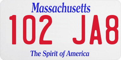 MA license plate 102JA8