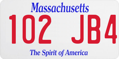 MA license plate 102JB4