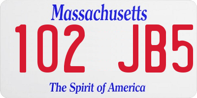 MA license plate 102JB5