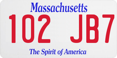 MA license plate 102JB7