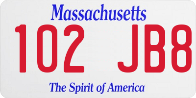 MA license plate 102JB8