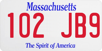 MA license plate 102JB9