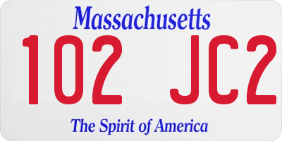 MA license plate 102JC2