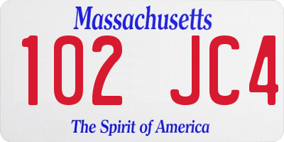 MA license plate 102JC4