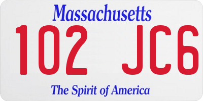 MA license plate 102JC6