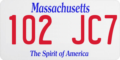 MA license plate 102JC7