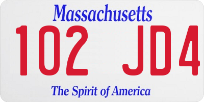 MA license plate 102JD4
