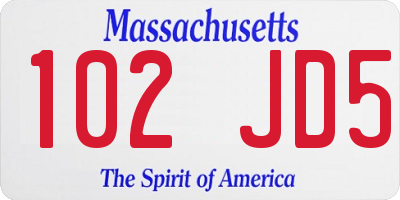 MA license plate 102JD5