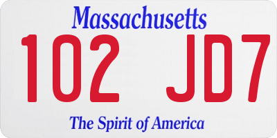 MA license plate 102JD7