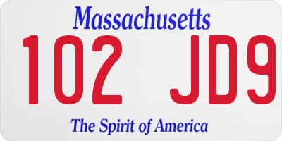 MA license plate 102JD9