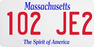 MA license plate 102JE2