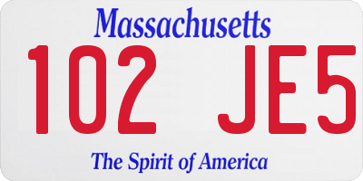 MA license plate 102JE5