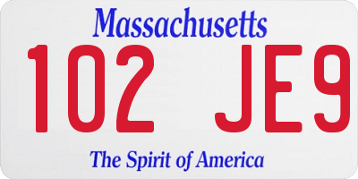 MA license plate 102JE9