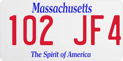 MA license plate 102JF4