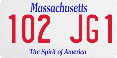 MA license plate 102JG1
