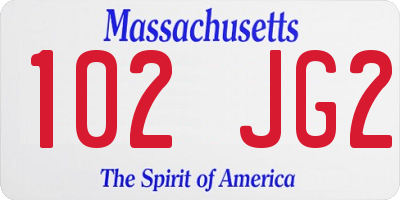 MA license plate 102JG2