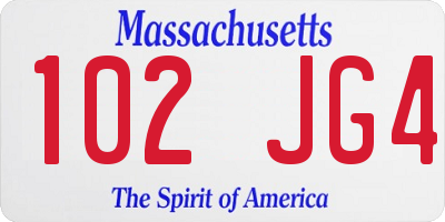 MA license plate 102JG4