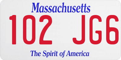 MA license plate 102JG6