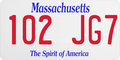 MA license plate 102JG7