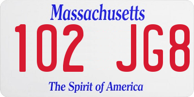 MA license plate 102JG8