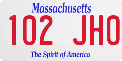 MA license plate 102JH0