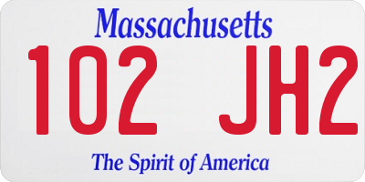 MA license plate 102JH2