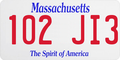 MA license plate 102JI3