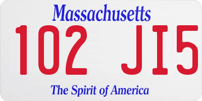 MA license plate 102JI5