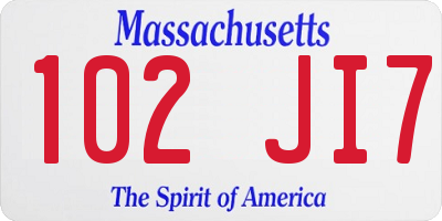 MA license plate 102JI7