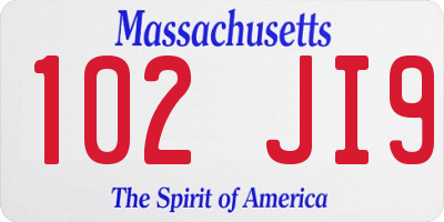 MA license plate 102JI9
