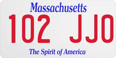MA license plate 102JJ0