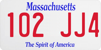 MA license plate 102JJ4