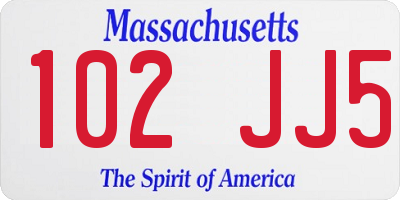 MA license plate 102JJ5