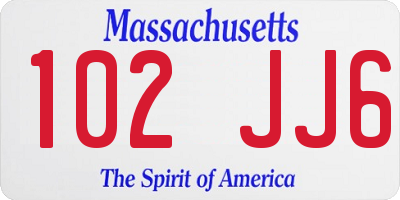 MA license plate 102JJ6