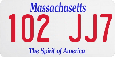 MA license plate 102JJ7