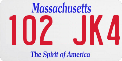 MA license plate 102JK4