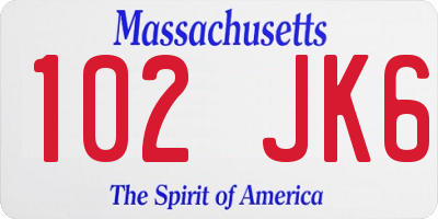 MA license plate 102JK6