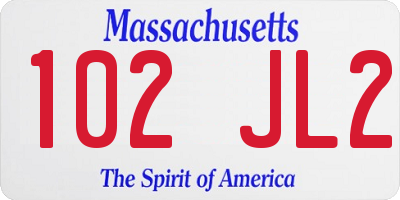 MA license plate 102JL2